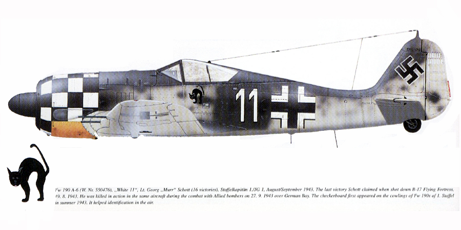 Focke Wulf Fw 190A6 1.JG1 White 11 Georg Schott Deelen Holland 1943 0D
