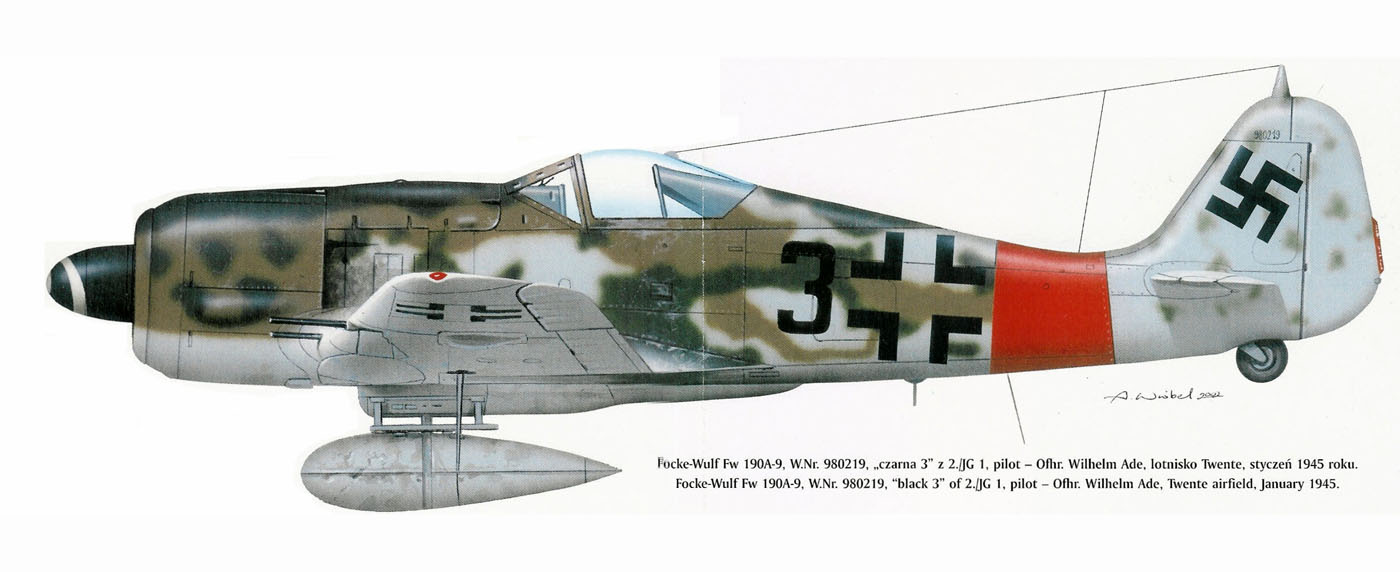 Focke Wulf Fw 190A9 2.JG1 Black 3 Wilhelm Ade WNr 960553 Germany 1944 0A