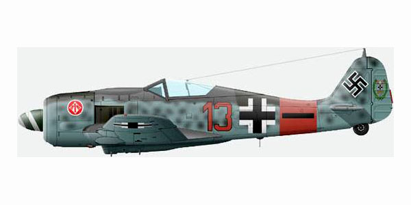 Focke Wulf Fw 190A7 II.JG1 Red 13 Heinz Bar WNr 431007 Germany 1944 0ZB