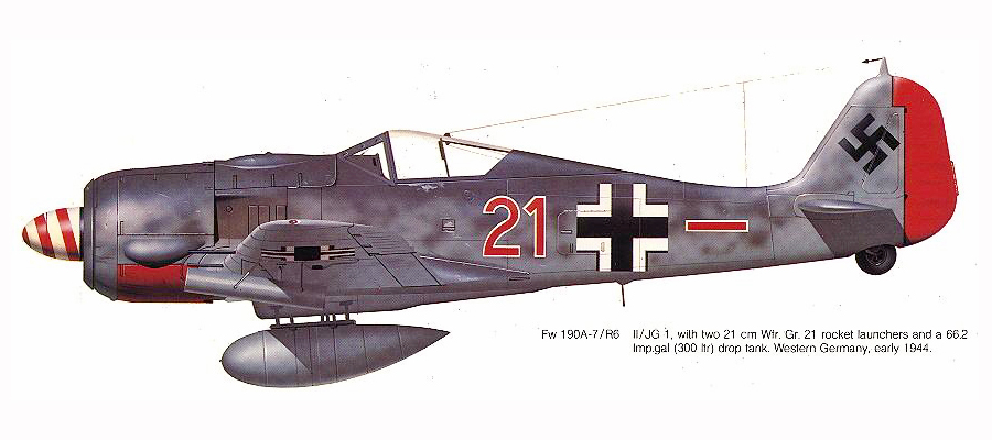 Focke Wulf Fw 190A7 II.JG1 Red 21 Stormede 1943 0C