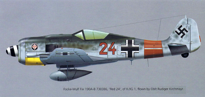 Focke Wulf Fw 190A8 II.JG1 (Red 24+ ) Rudiger Kirchmayr WNr 730386 Germany 1944 0A