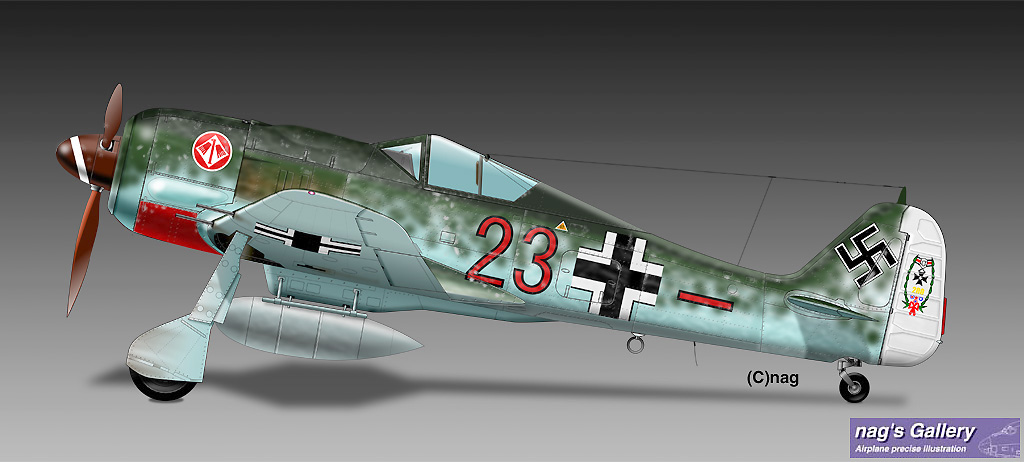 Focke Wulf Fw 190A8 II.JG1 Red 23 Heinz Bar Germany 1944 0B