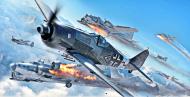 Asisbiz Box art Fw 190A8 Stab IV.(Strum)JG3 Wilhelm Moritz attacking USAAF 8AF B 17Gs graphic artwork 0A