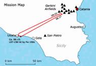 Asisbiz Artwork showing the mission map of the attack on the American landing craft LST 158 11th July 1943 0A