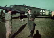 Asisbiz Aircrew Luftwaffe pilot Oberleutnant Walter Grasemann in front of Heinkel He 111H 9.KG27 (1G+BT)