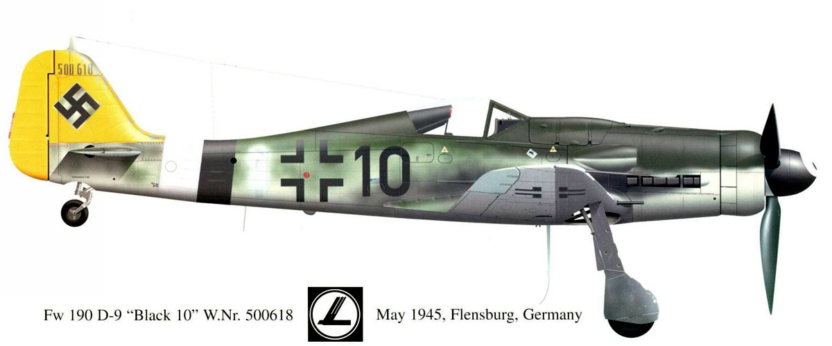 Focke Wulf Fw 190D9 10.JG26 Black 10 WNr 500618 Celle Airfield Germany 1945 0B