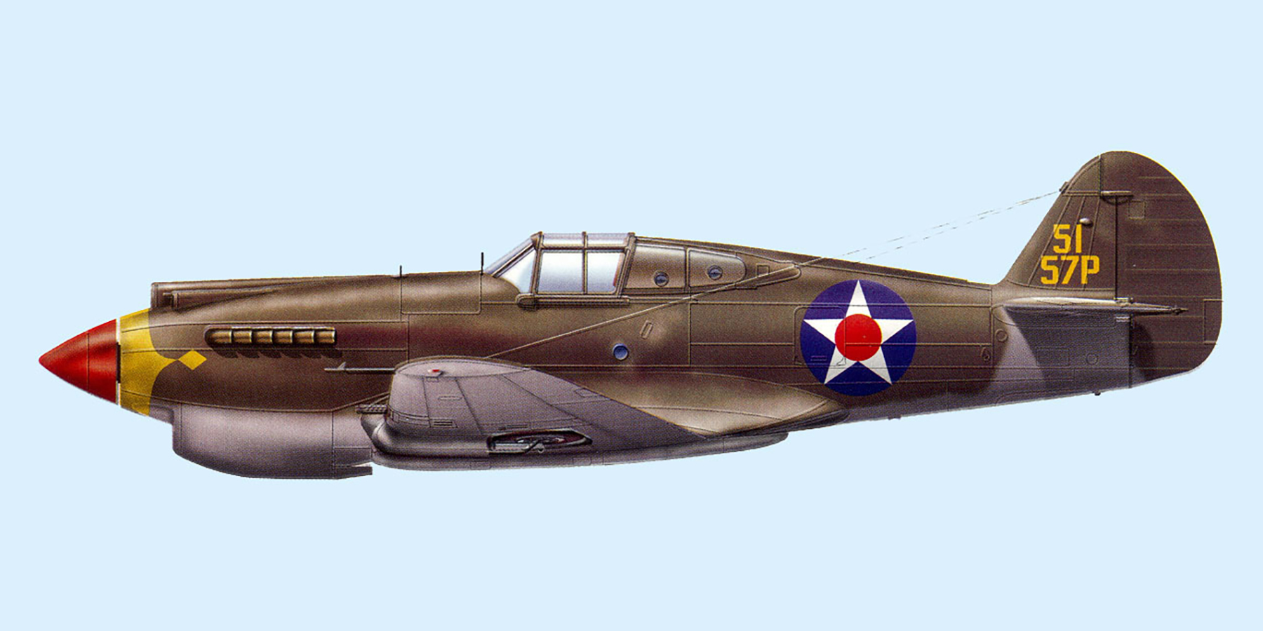 Curtiss P 40B Warhawk 57PG Yellow 51 probably at Windsor Locks Connecticut USA 1941 0A