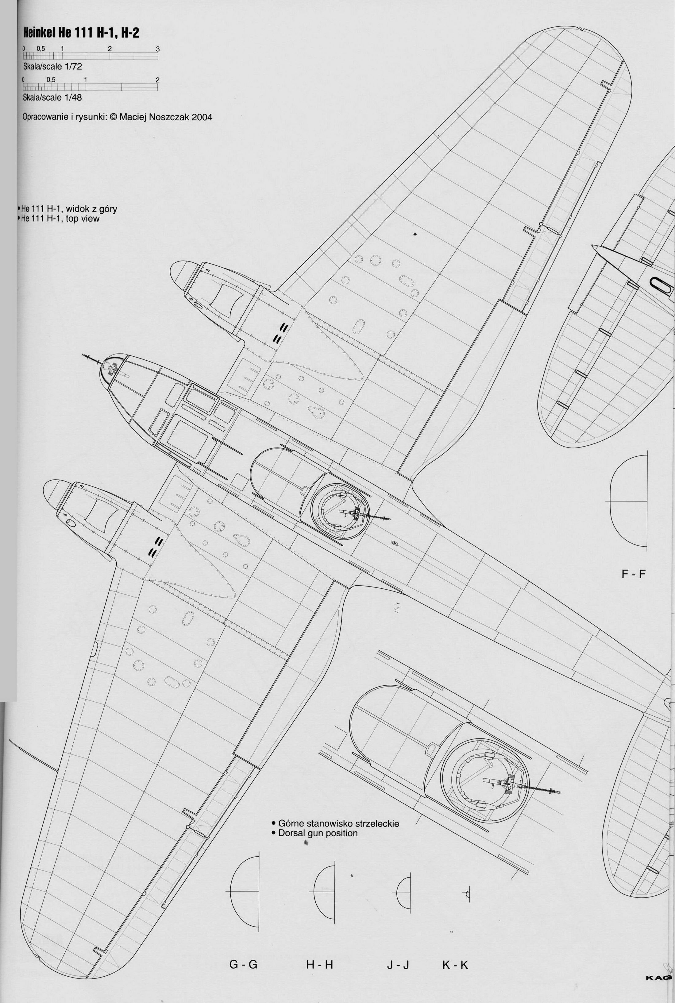 Artwork line drawing or blue print of a Heinkel He 111H scale 1 72 Arkusz 20
