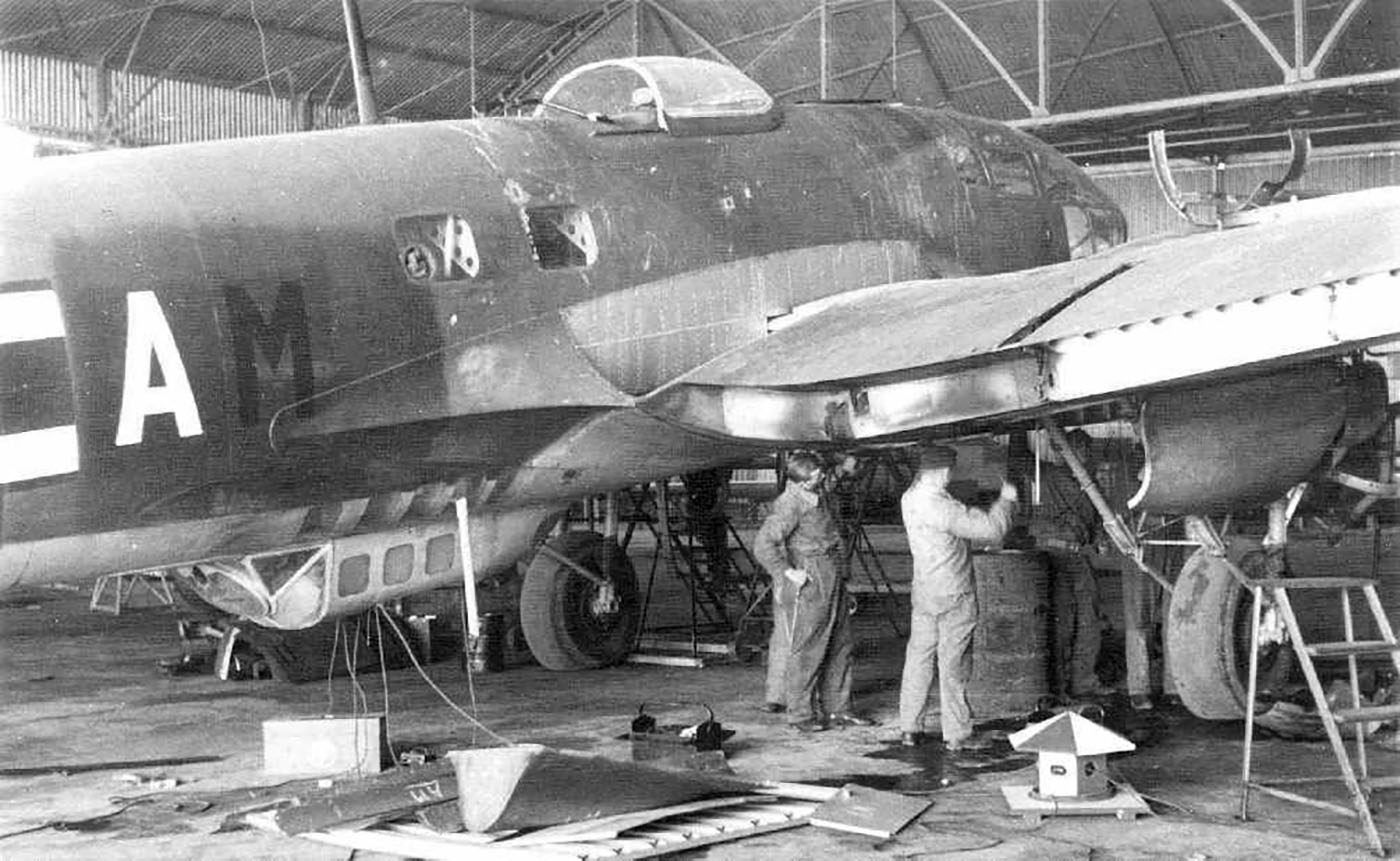 Heinkel He 111H 4 Staffel II Gruppe coded AM undergoing repairs 01