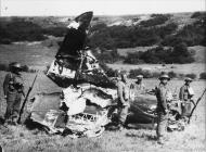 Asisbiz Kanalkampf Heinkel He 111 which blew up and crashed over southern England 1940 IWM HU104735