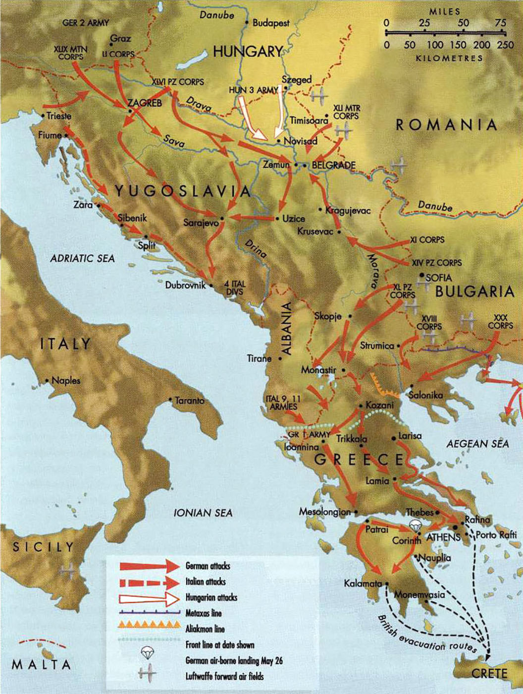 Artwork showing a map of the Balkans Campaign 1941 0A
