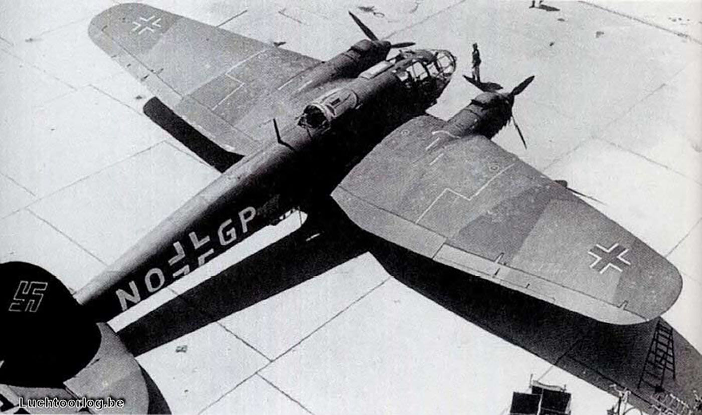Heinkel He 111P4 Stammkennzeichen Stkz NO+GP WNr 3105 showing upper wing camouflage 01