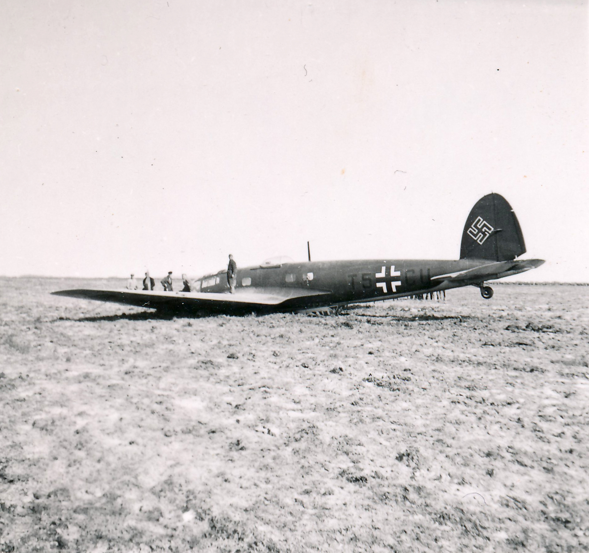 Heinkel He 111H6 Westa 1ob.d.L T5+CU belly landed St Vildmose Jutland Denmark 7th July 1940 01