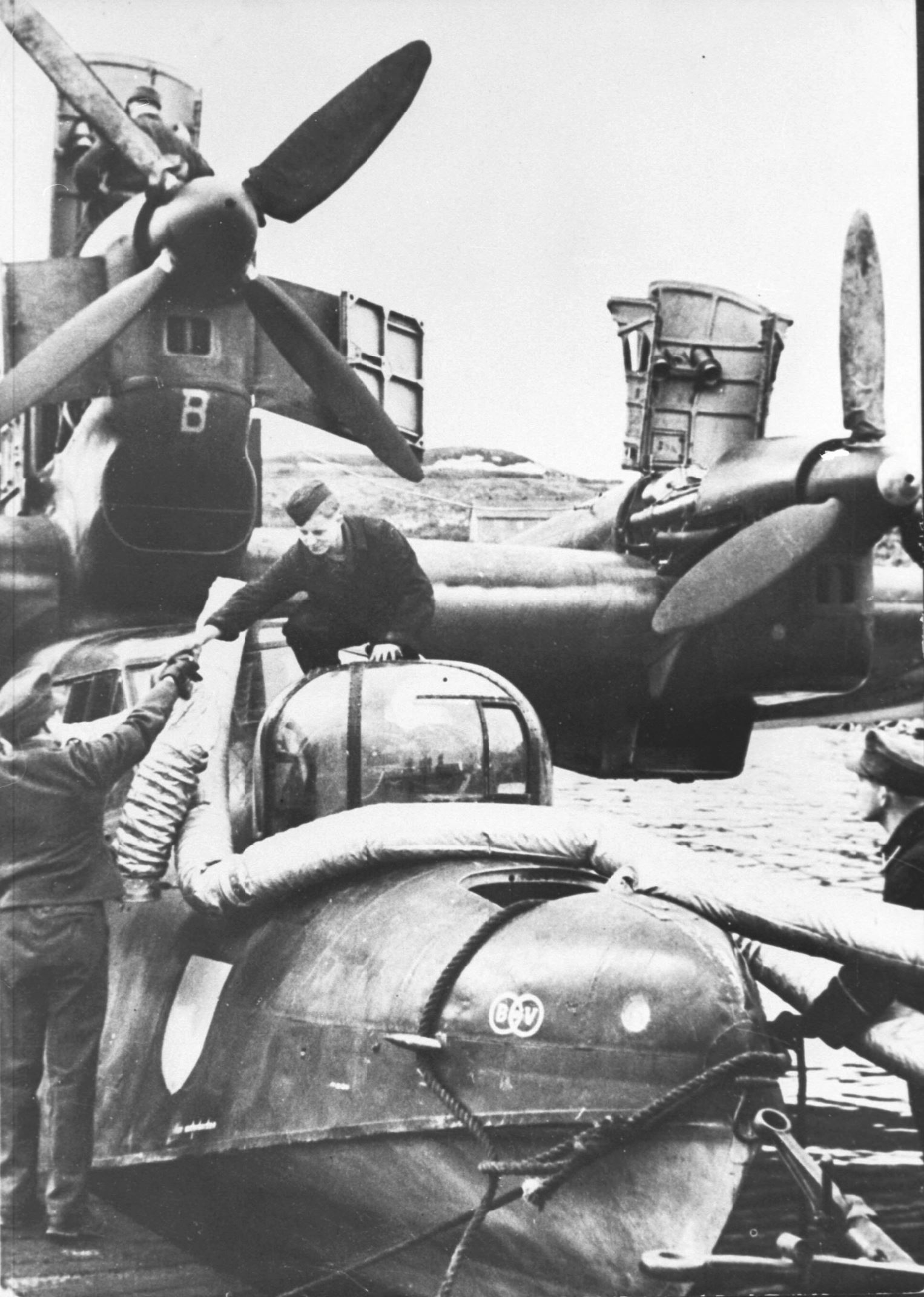 Blohm and Voss BV 138 during engine start NIOD