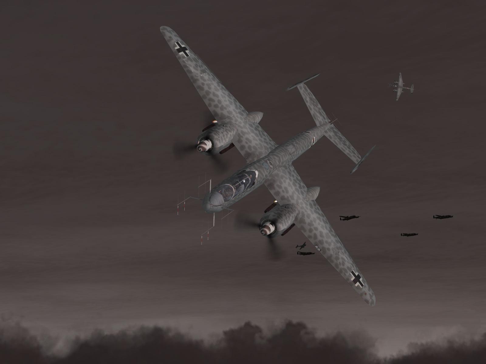 IL2 MH He 219A Nachtjager attacking RAF Lancaster formations 01