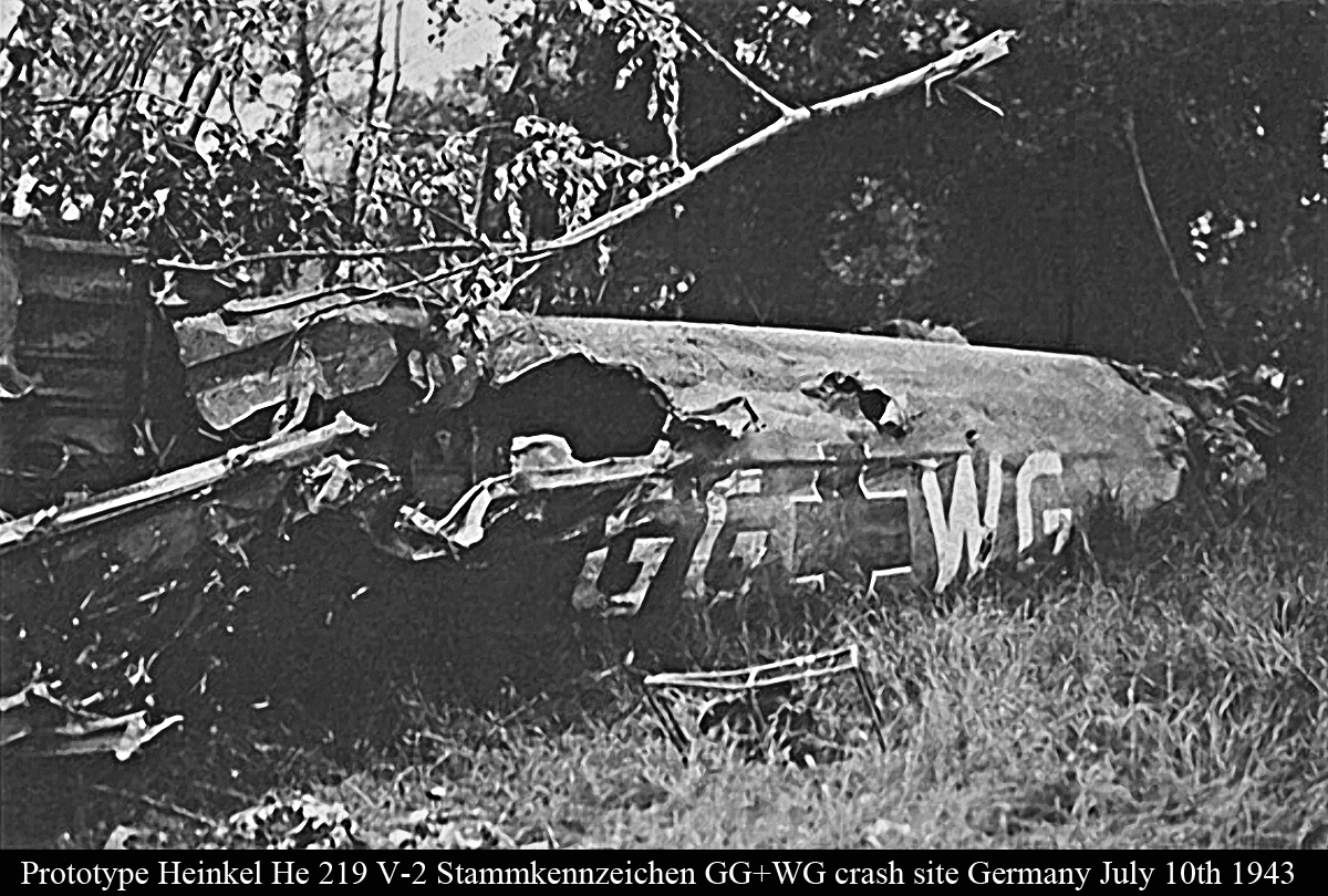 Prototype Heinkel He 219V2 Sktz GG+WG crash site Germany July 10th 1943 01