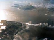 Asisbiz Truk Atoll under attack aerial view from Moen 1944 03