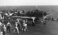 Asisbiz Grumman F6F 3 Hellcats preparing for luanch from USS Saratoga CV 3 1943 01