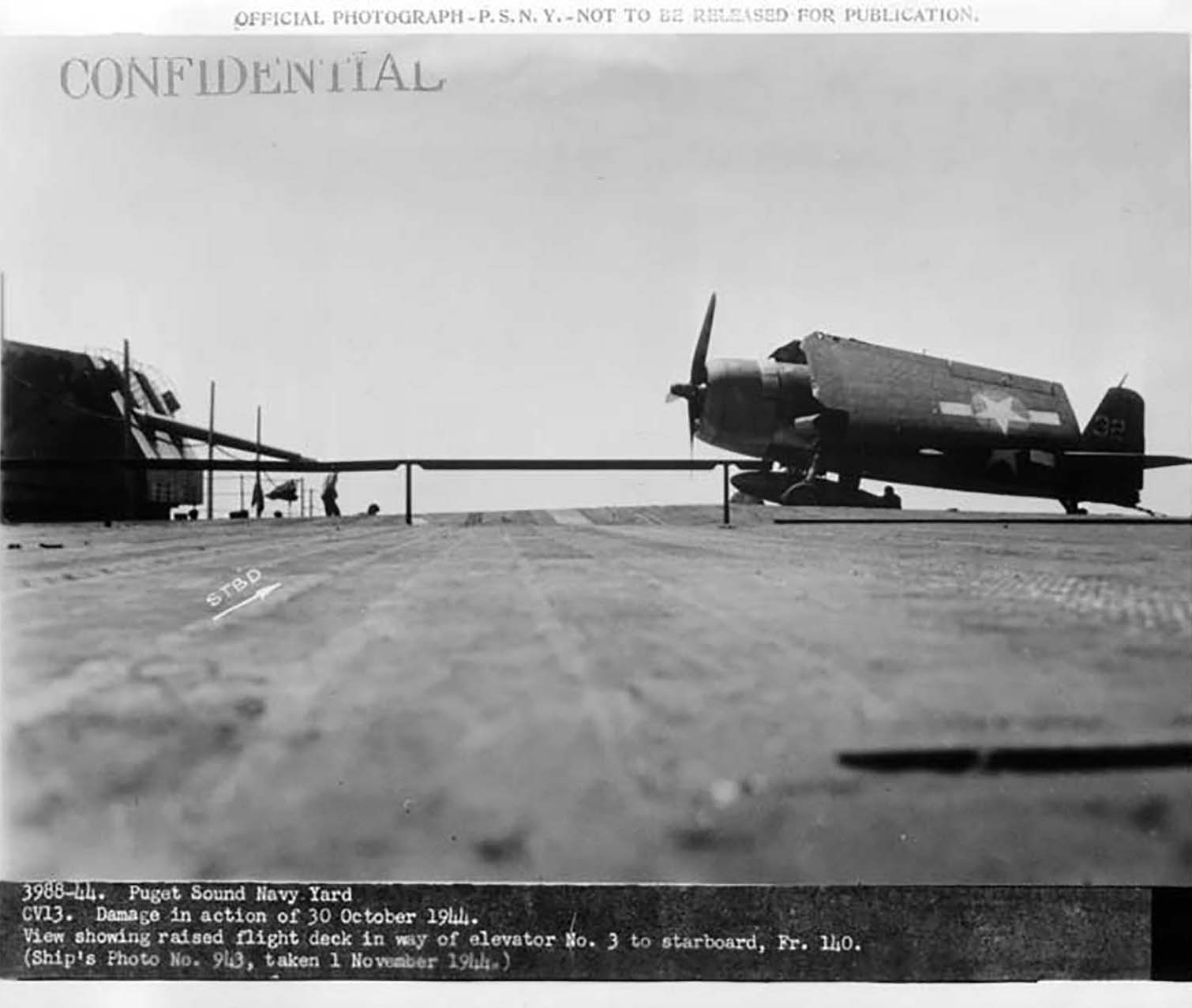 CV 13 USS Franklin nicknamed Big Ben battle damaged 30th Oct 1944 02