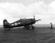 Asisbiz Grumman F6F 5 Hellcat VF 87 White 25 preparing to launch CV 15 USS Randolph 1945 01