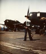 Asisbiz Grumman F6F Hellcats abaord USS Bennington CV 20 prepare for takeoff circa May 1945 80GK4946