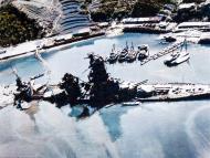 Asisbiz Japan IJN Hyuga a 30,000 Ton Battleships at Kure Naval Base riddled from incessant carrier plane strikes 1945 NA423