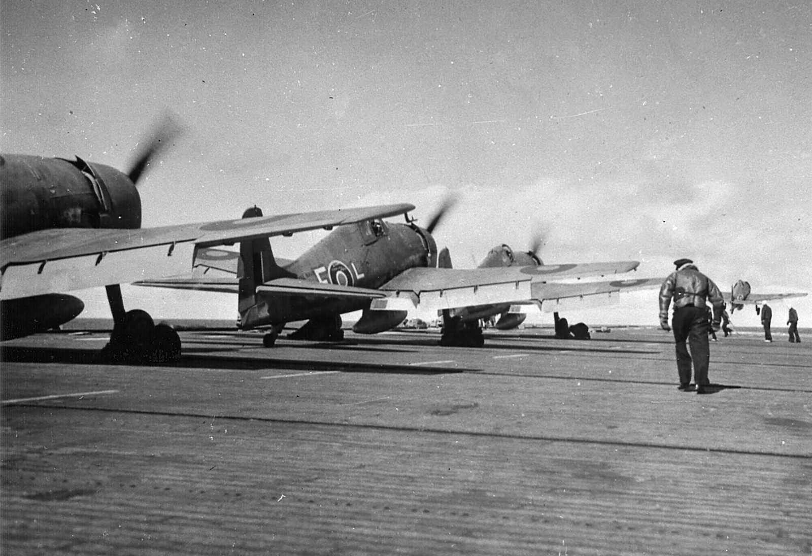 HMS Indomitable launches Hellcat FAA 1839NAS 5L for a raid on Padang Sumatra Aug 24 1944 01