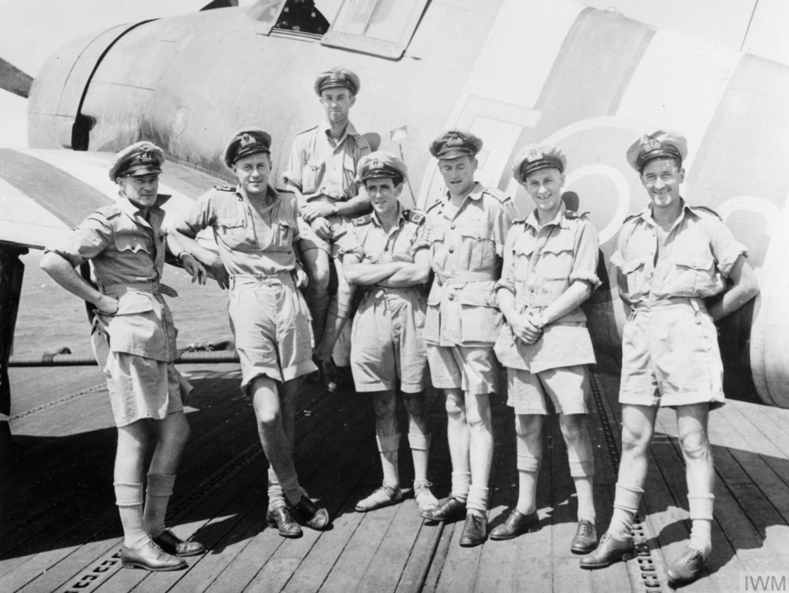 Aircrew Fleet Air Arm 800NAS Grumman Hellcat MkI EC HMS Emperor off Sourthern France Aug 1944 IWM A25509