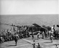 Asisbiz Grumman Hellcat MkII RN FAA 804NAS landing mishap HMS Ameer Operation Matador Jan Feb 1945 IWM A27349