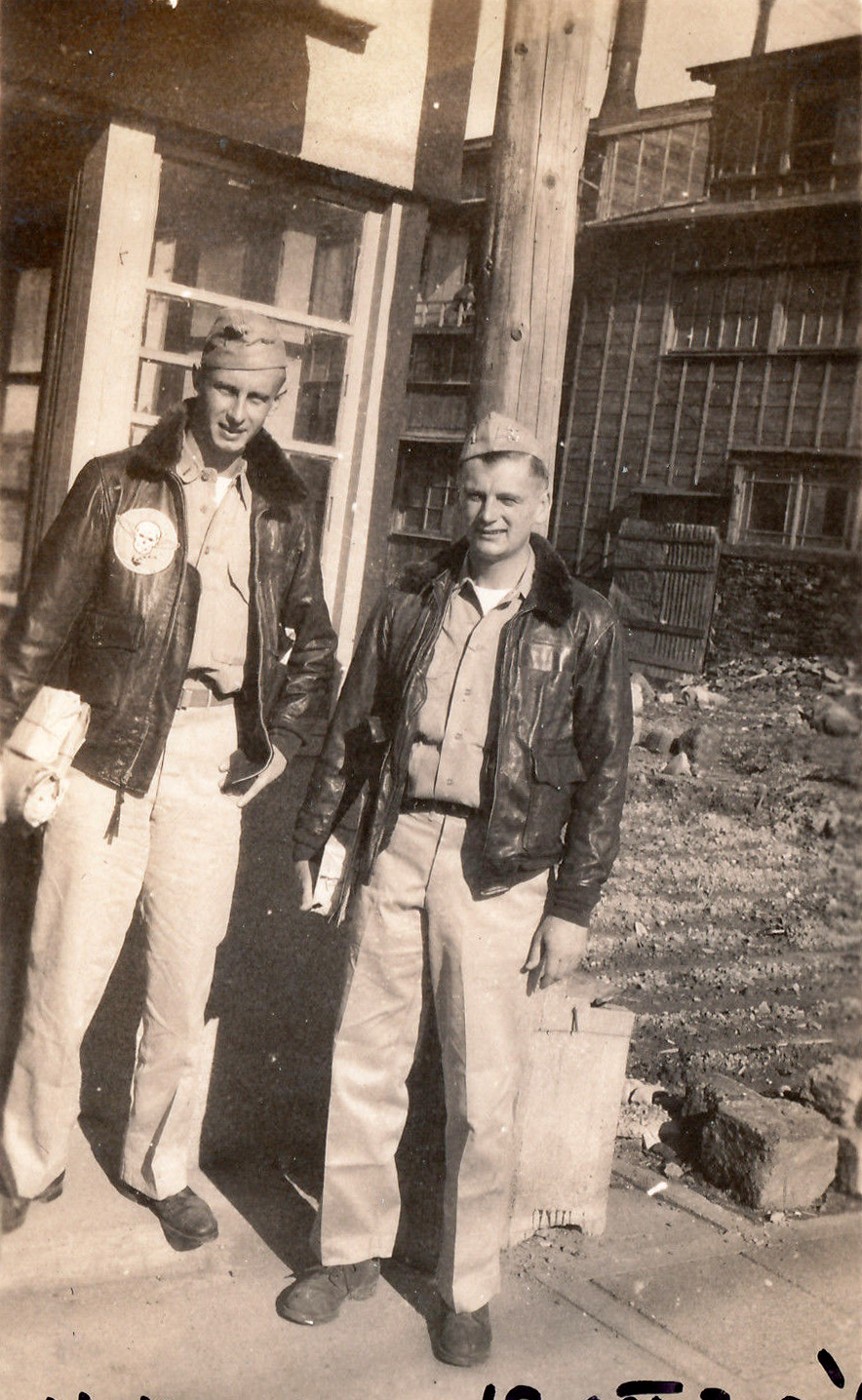 Aircrew USN VBF 8 Buz Sawyer and Brooker at Yokosuka 19th Oct 1945 01