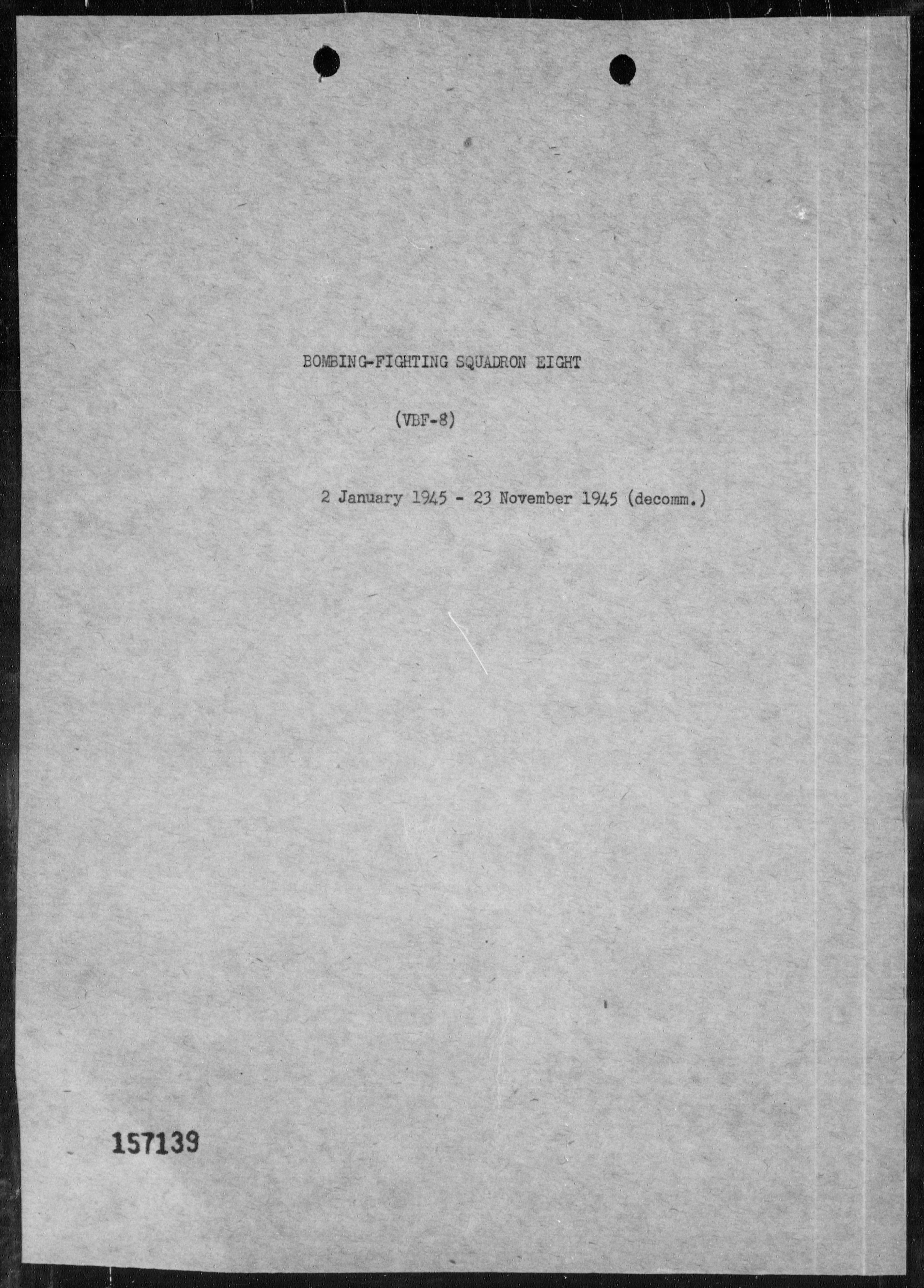 Document USN VBF 8 war diary 1945 0A