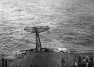 Asisbiz Grumman F6F 5 Hellcat VF 1 White K28 landing mishap CV 12 USS Hornet 03