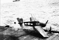 Asisbiz Grumman F6F 5 Hellcat VF 12 White 56 WL Mason landing mishap CV 15 USS Randolph May 1945 02