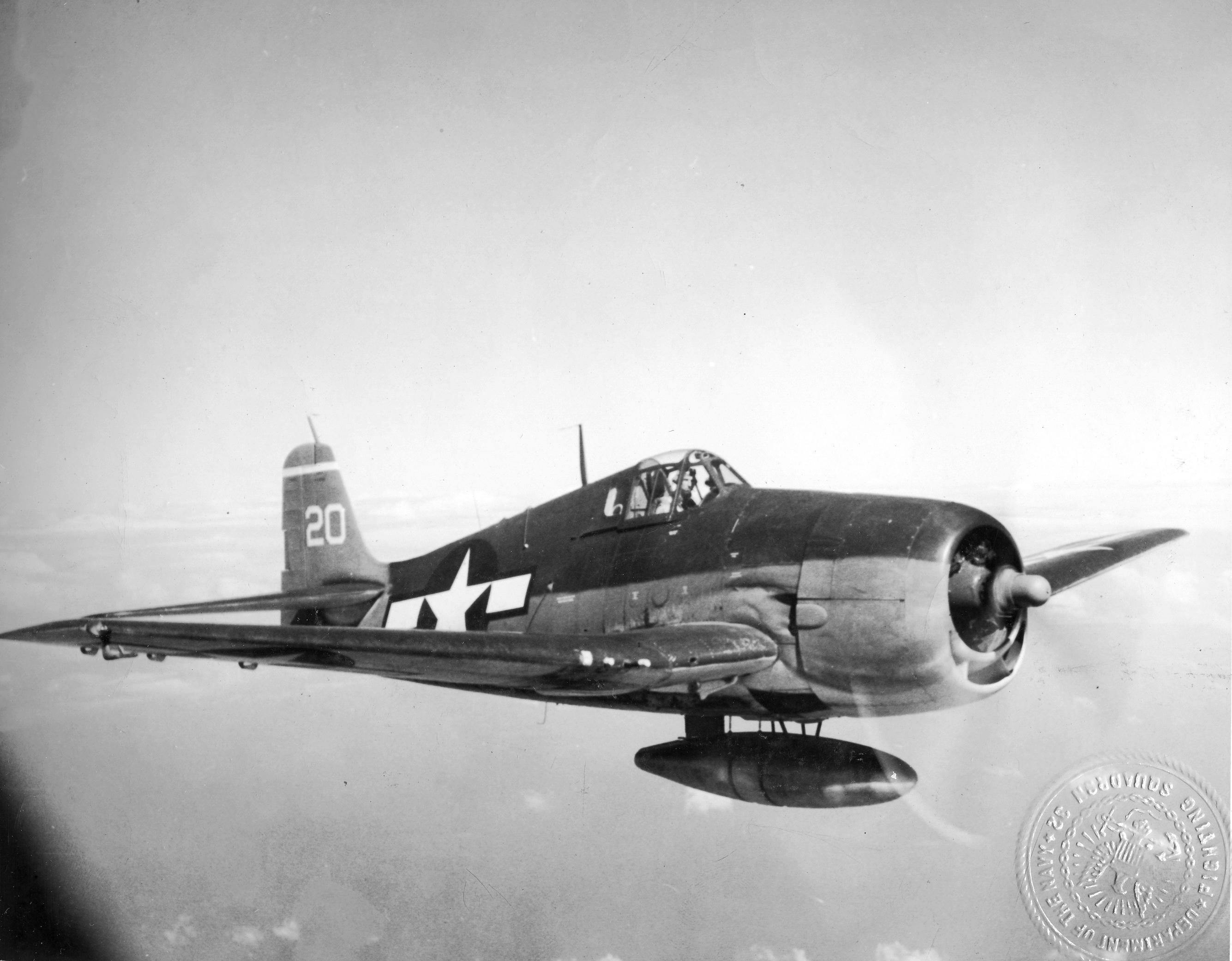 Grumman F6F 3 Hellcat Air Group 32 White 20 CVL 27 USS Langley off Truk 1944 01