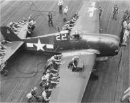 Asisbiz Grumman F6F 5 Hellcat VF 19 White 22 with Ensign AA Brauer WIA USS Lexington CV 16 in Battle of Leyte Gulf Oct 1944 01
