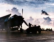 Asisbiz USS Lexington II (CV 16) Grumman F6F 3 Hellcats VF 16 prior to launching during the Battle of The Philippine Sea 19th June 1944 80 G 236845