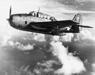 Asisbiz Grumman TBM 1C Avenger VT 2 Torpedo Squadron Two White 86 pictured in flight from USS Hornet CV 12