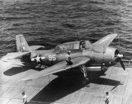 Asisbiz Grumman TBM 1C Avenger VT 2 Torpedo Squadron Two White 95 pictured in flight onboard USS Hornet CV 12