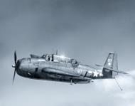 Asisbiz Grumman TBM 1C Avenger VT 2 Torpedo Squadron Two White 97 pictured in flight from USS Hornet CV 12