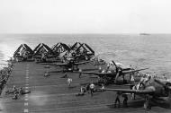 Asisbiz Grumman F6F 5 Hellcat VF 20 White 70 and 69 launching CAG 20 CV 6 USS Enterprise 1944 01
