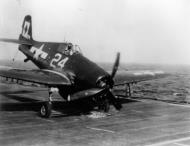 Asisbiz Grumman F6F 5 Hellcat VF 23 White 24 landing mishap CVL 27 USS Langley 1945 01
