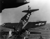 Asisbiz Grumman F6F 5 Hellcat VF 23 White 24 landing mishap CVL 27 USS Langley 1945 02