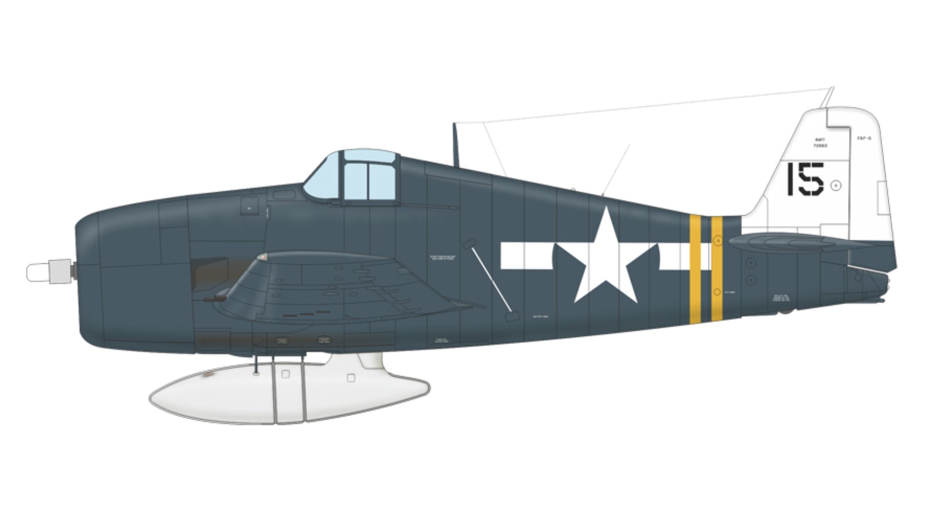 Grumman F6F 5 Hellcat VF 24 Black 15 Ens William A Sinnott BuNo 72663 USS Santee 7th July 1945 0A