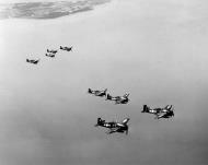 Asisbiz Grumman F6F 5 Hellcat VF 3 flying in formation near NAAS Oceana VA 1945 01