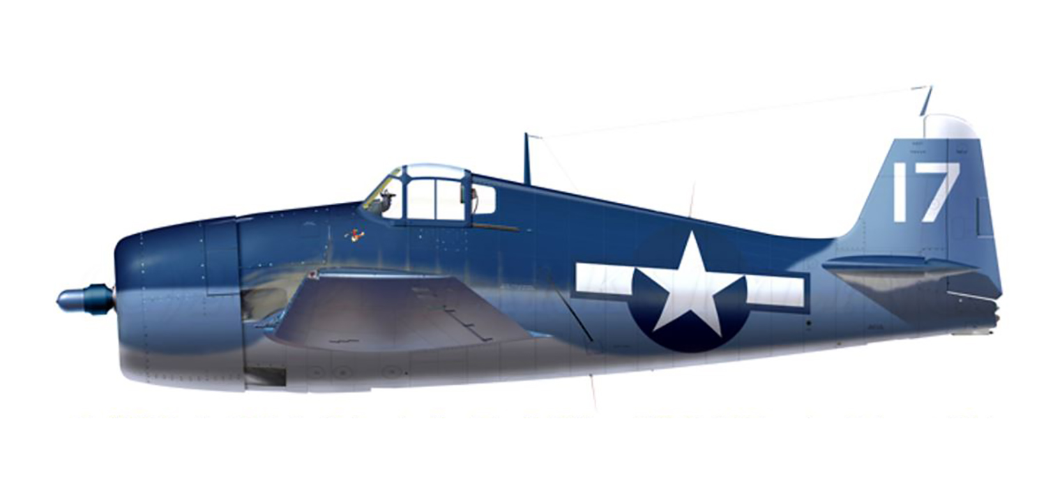 Grumman F6F 3 Hellcat VF 32 White 17 Ens Brian E Phillion BuNo 42039 CVL 27 USS Langley 30th Aug 1944 0A