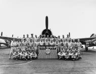 Asisbiz Fighting Squadron Nine (VF 9) poses for a squadron picture on board USS Essex (CV 9) Feb 1944 80 G 217590
