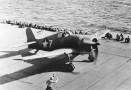 Asisbiz Grumman F6F 3 Hellcat VF 9 White 7 preparing for launch CV 17 USS Bunker Hill Saipan 16th Mar 1943 01