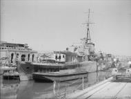 Asisbiz RN HMS Kingston sunk in no4 dock Grand Harbour Malta after axis raid 7th Apr 1942 IWM A9636