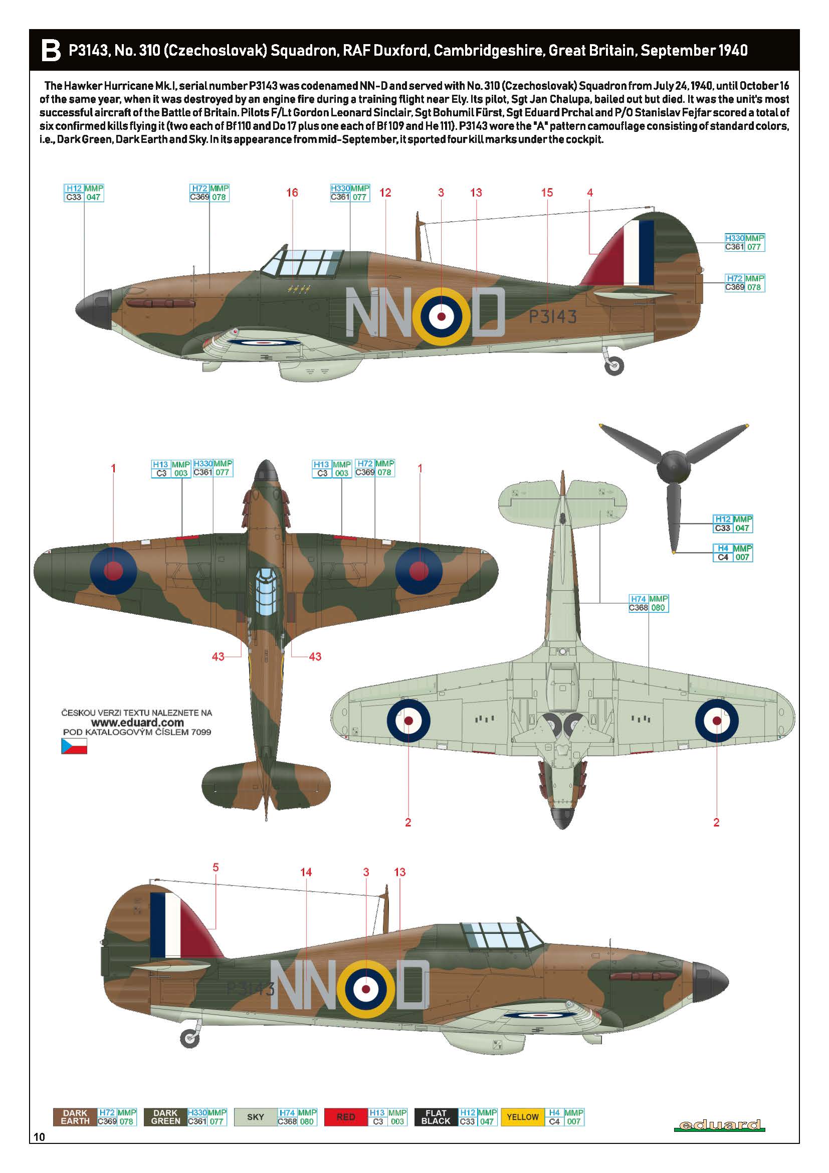 Hurricane I RAF 310Sqn (Czechoslovak) NND P3143 RAF Duxford Cambridgeshire Great Britain Sep 1940 7099