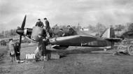 Asisbiz Hurricane I RAF 601Sqn UFK P3886 previously flown by HJ Riddle being repaired at RAF Exeter 1940 IWM C1638a